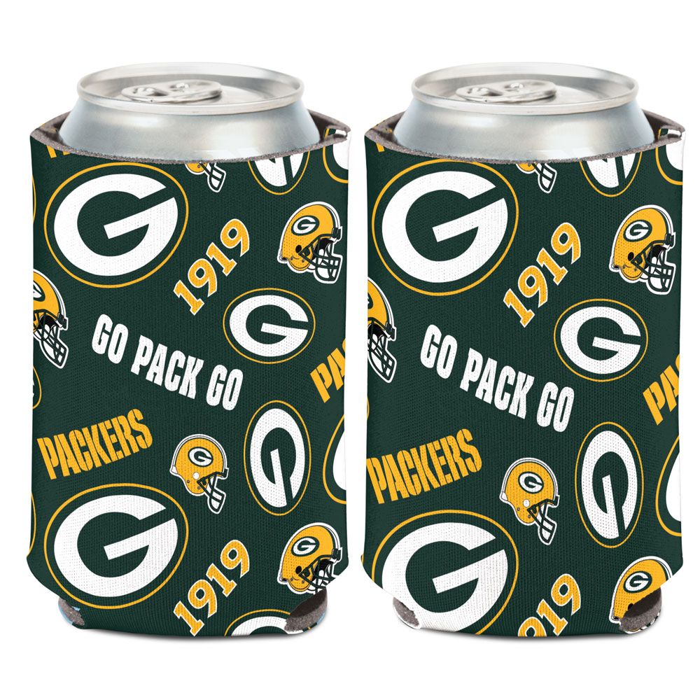 Green Bay Packers s Can Cooler Scatterprint Design