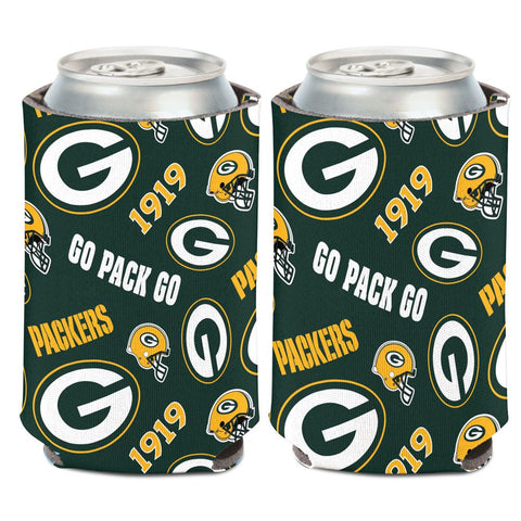 Green Bay Packers s Can Cooler Scatterprint Design