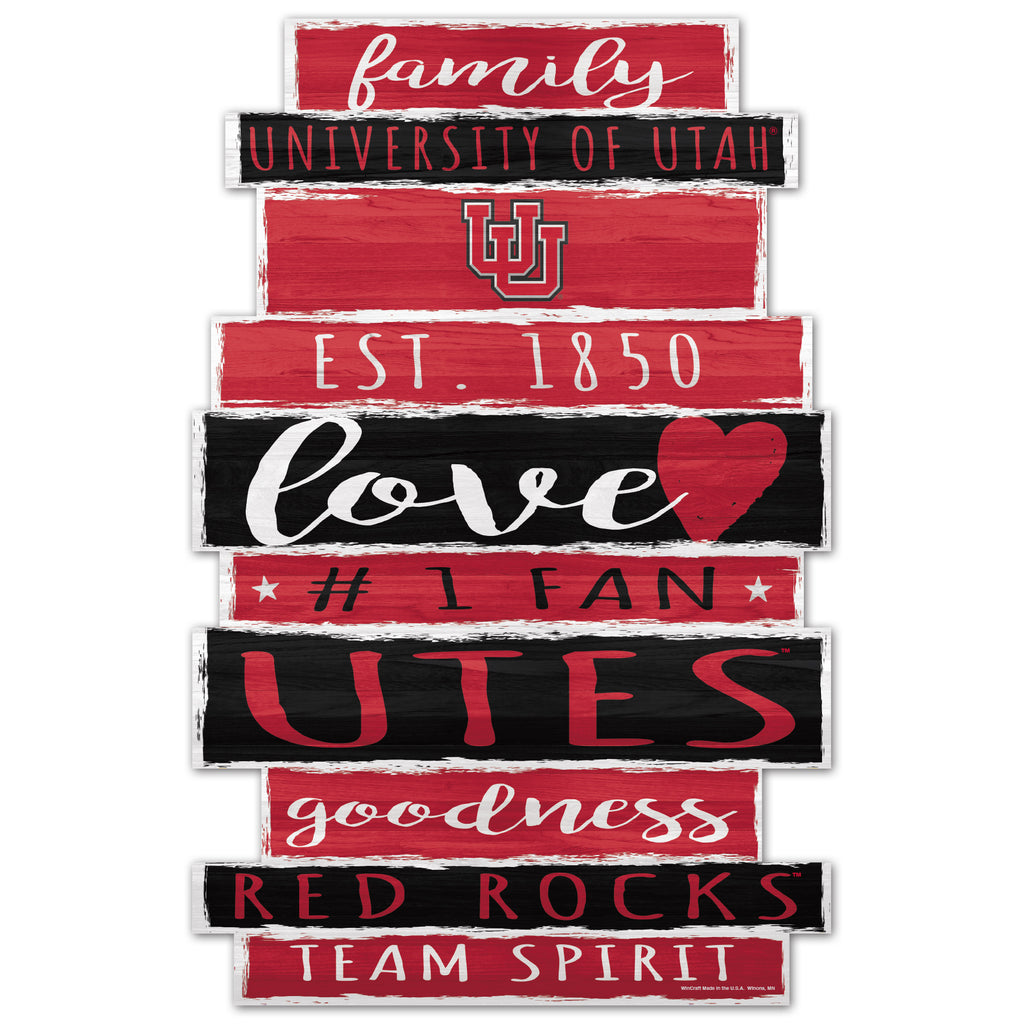 Utah Utes Sign 11x17 Wood Family Word