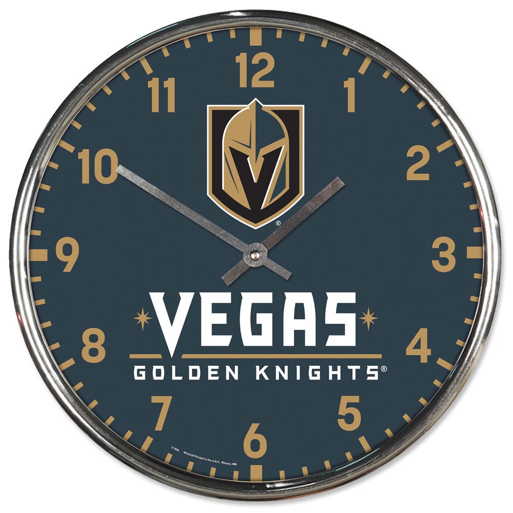 Las Vegas Golden Knights Clock Round Wall Style Chrome Periodic Restock
