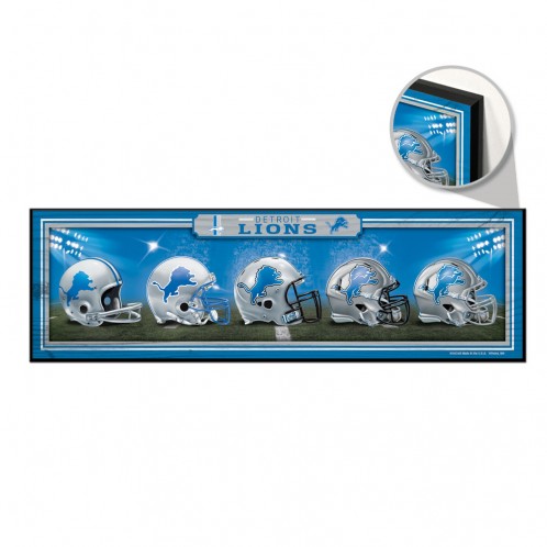 Detroit Lions Sign 9x30 Wood Helmets Design