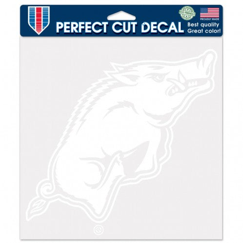 Arkansas Razorbacks Decal 8x8 Perfect Cut White