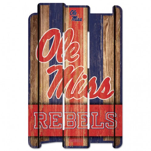 Ole Miss Rebels Sign 11x17 Wood Fence Style Special Order