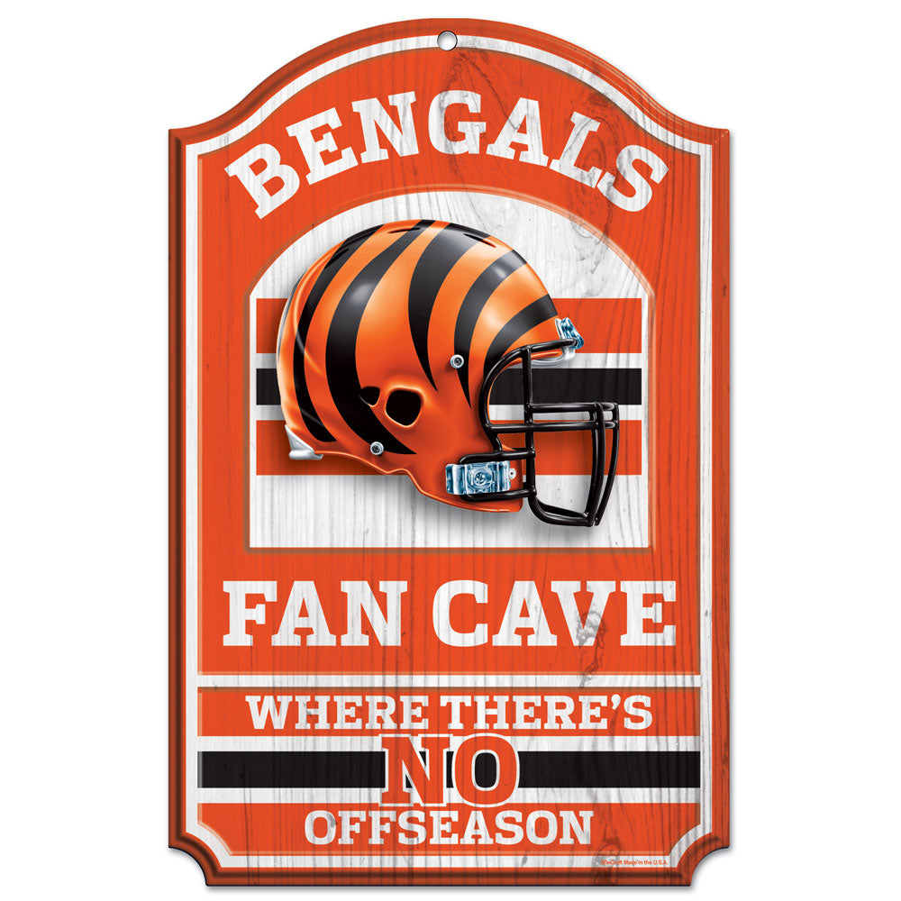 Cincinnati Bengals Sign 11x17 Wood Fan Cave Design