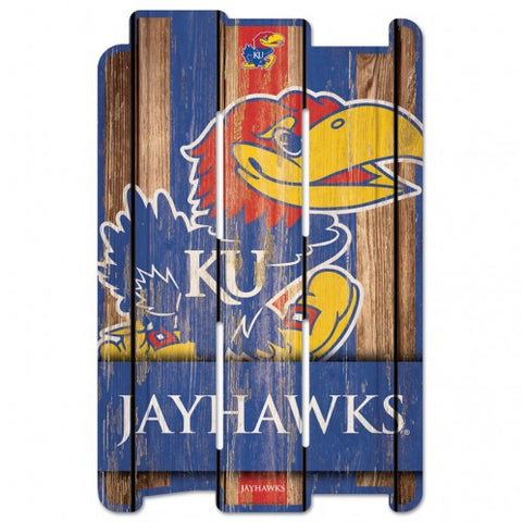 Kansas Jayhawks Sign 11x17 Wood Fence Style Special Order