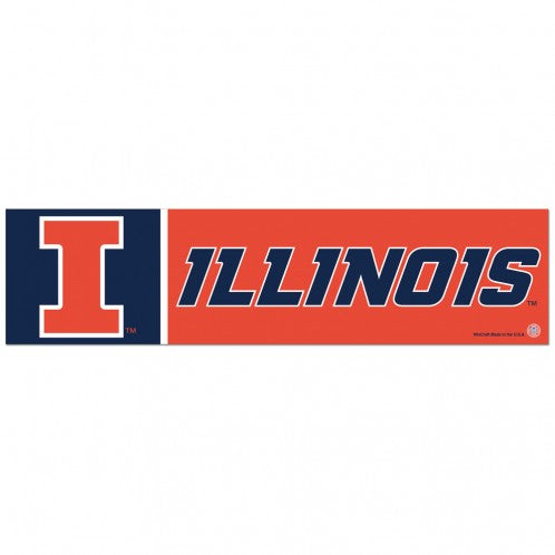 Illinois Fighting Illini Decal 3x12 Bumper Strip Style Special Order