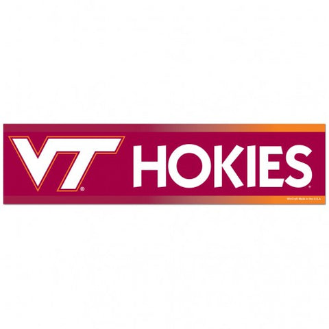 Virginia Tech Hokies Decal 3x12 Bumper Strip Style Special Order