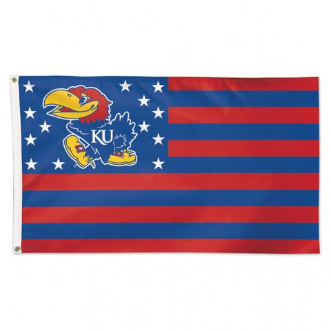 Kansas Jayhawks Flag 3x5 Deluxe Style Stars and Stripes Design Special Order
