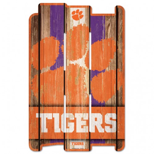 Clemson Tigers Sign 11x17 Wood Fence Style Special Order