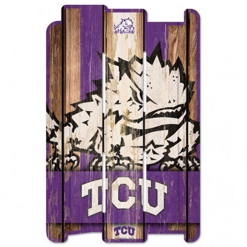 Texas Christian Horned Frogs Sign 11x17 Wood Fence Style