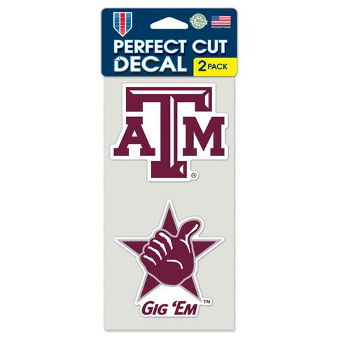 Texas A&M Aggies Decal 4x4 Perfect Cut Set of 2 Special Order