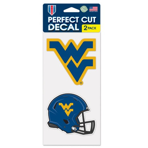 West Virginia Mountaineers Decal 4x4 Perfect Cut Set of 2 Alternate Design Special Order