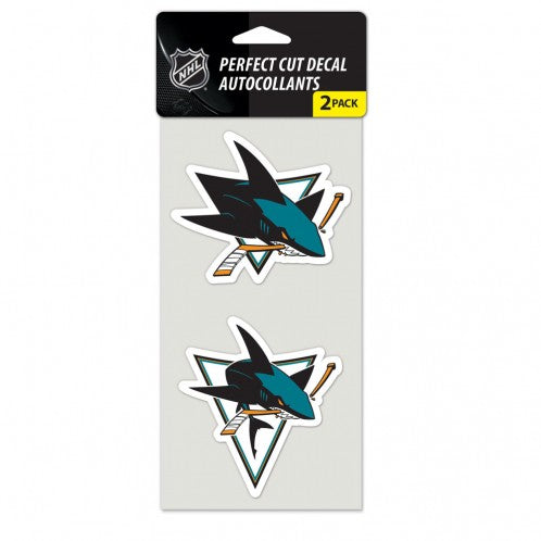 San Jose Sharks Decal 4x4 Perfect Cut Set of 2 Special Order