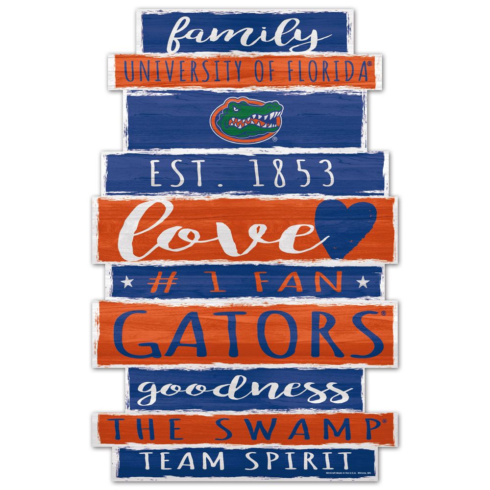 Florida Gators Sign 11x17 Wood Family Word Design