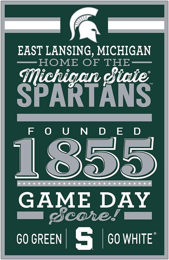 Michigan State Spartans Sign 11x17 Wood Established
