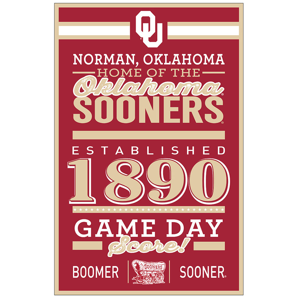 Oklahoma Sooners Sign 11x17 Wood Established Design