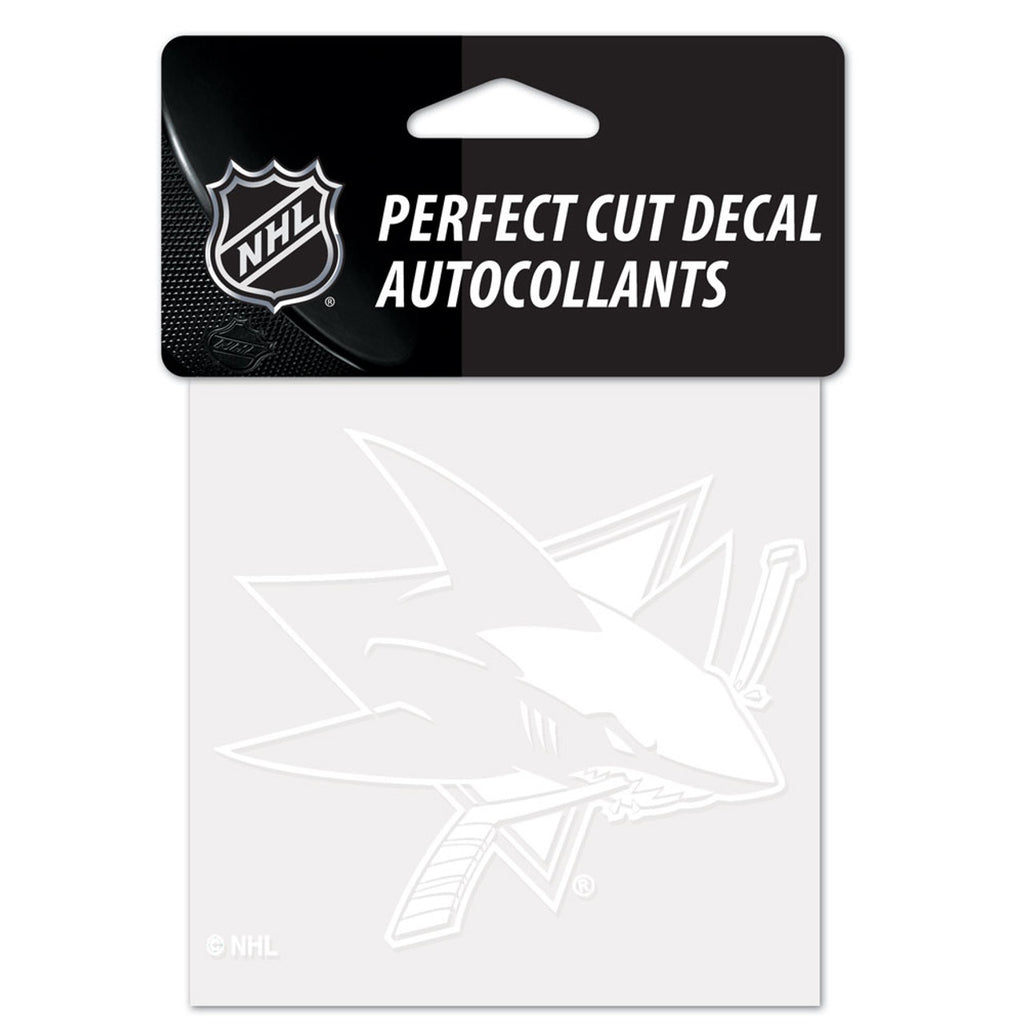 San Jose Sharks Decal 4x4 Perfect Cut White