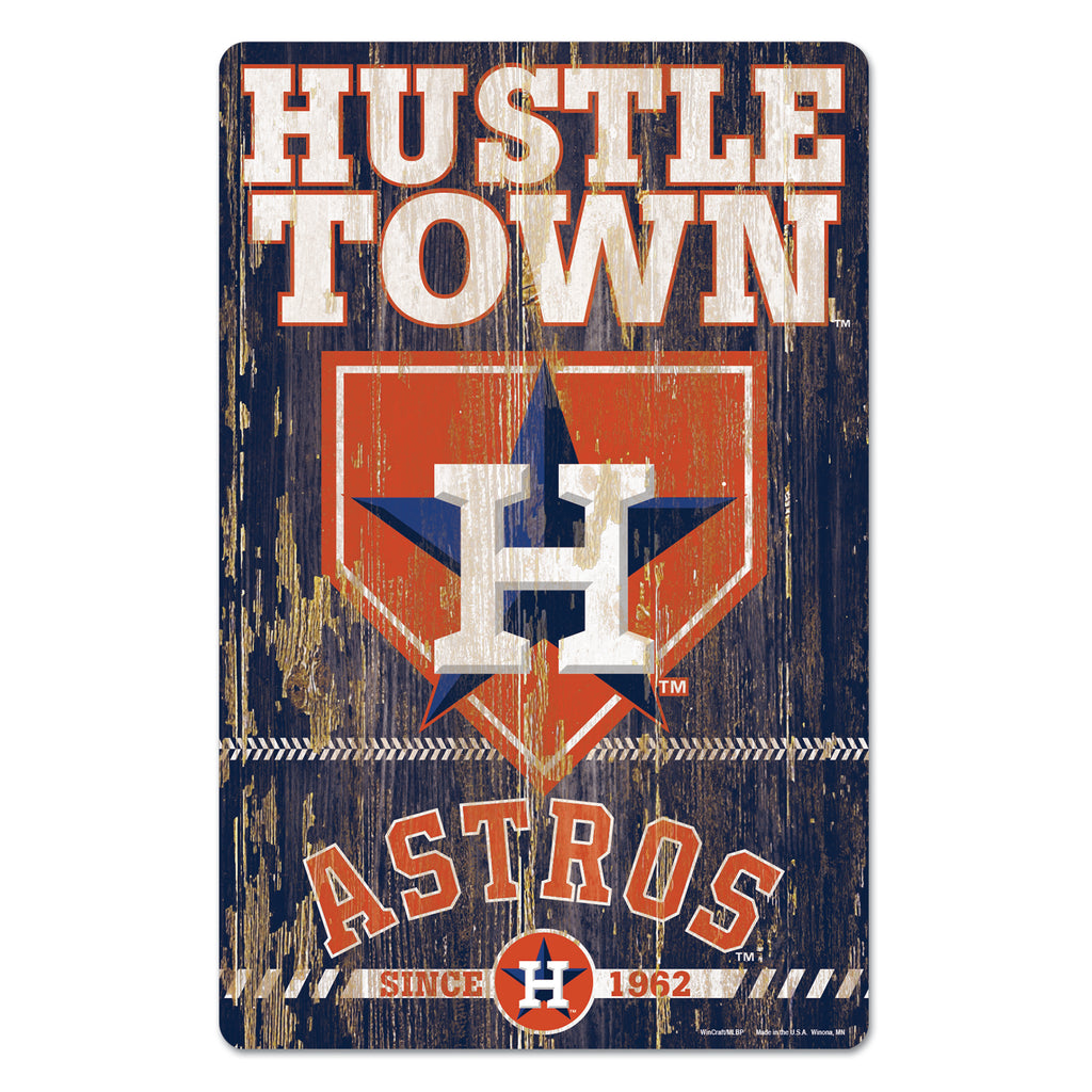 Houston Astros Sign 11x17 Wood Slogan Design