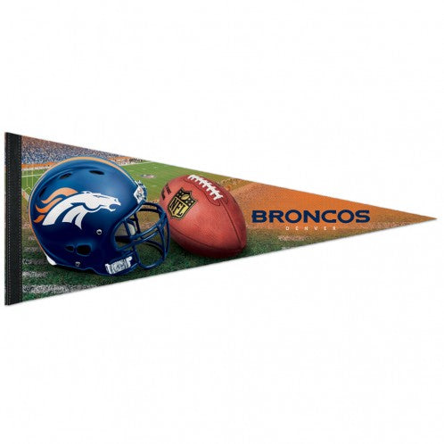 Denver Broncos Pennant 12x30 Premium Style Helmet Design