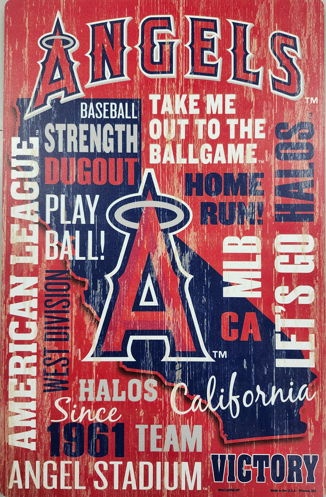 Los Angeles Angels Sign 11x17 Wood Wordage Design