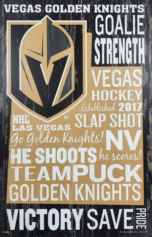 Las Vegas Golden Knights Sign 11x17 Wood Wordage