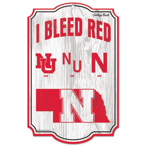 Nebraska Cornhuskers Wood Sign College Vault 11" x 17"