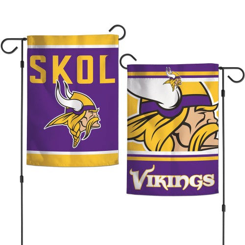 Minnesota Vikings Flag 12x18 Garden Style 2 Sided Slogan Design Special Order