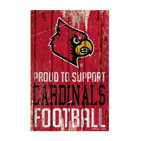 Louisville Cardinals Sign 11x17 Wood Proud to Support Design