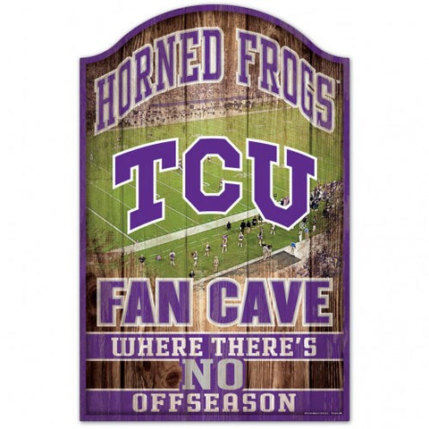 Texas Christian Horned Frogs Sign 11x17 Wood Fan Cave Design Special Order