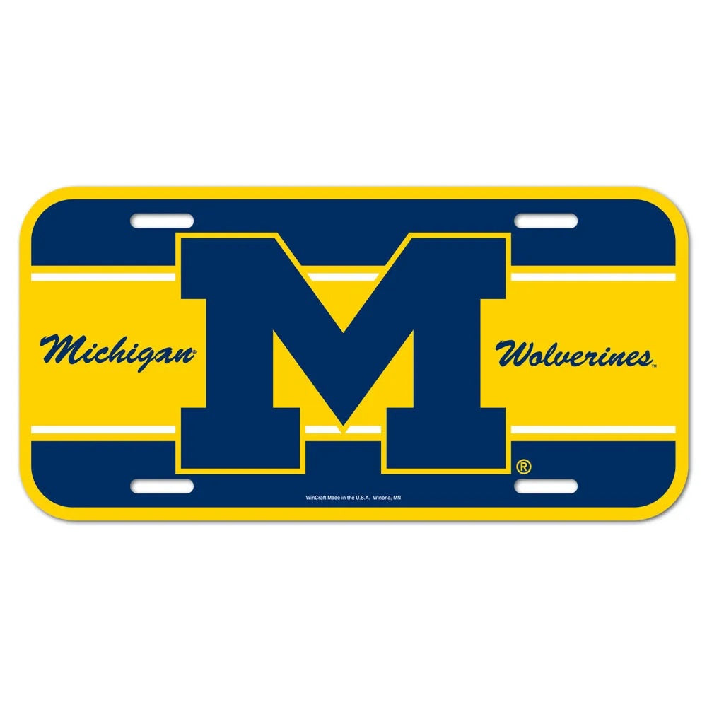 Michigan Wolverines License Plate Plastic