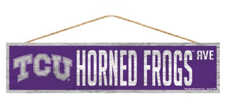 Texas Christian Horned Frogs Sign 4x17 Wood Avenue Design