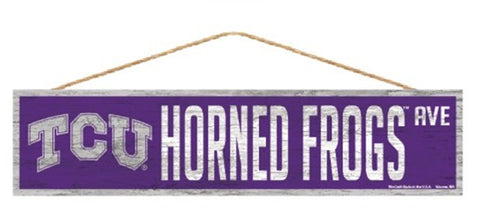 Texas Christian Horned Frogs Sign 4x17 Wood Avenue Design
