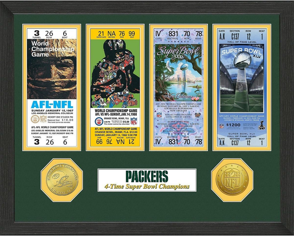 Green Bay Packers s Super Bowl Ticket Collection Plaque