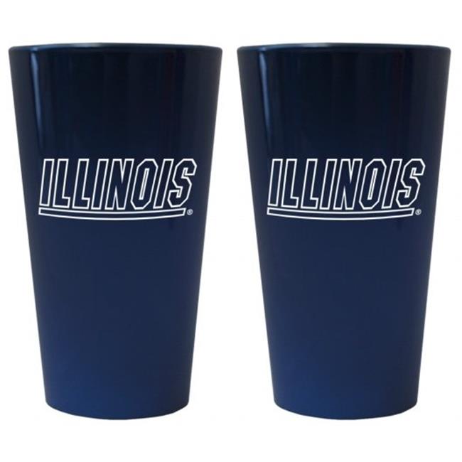Illinois Fighting Illini Glass Pint Lusterware Style Set of 2