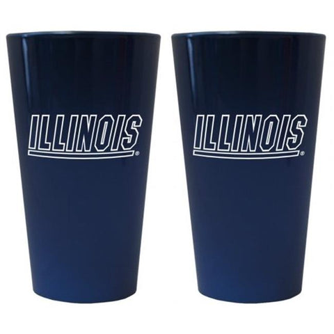 Illinois Fighting Illini Glass Pint Lusterware Style Set of 2