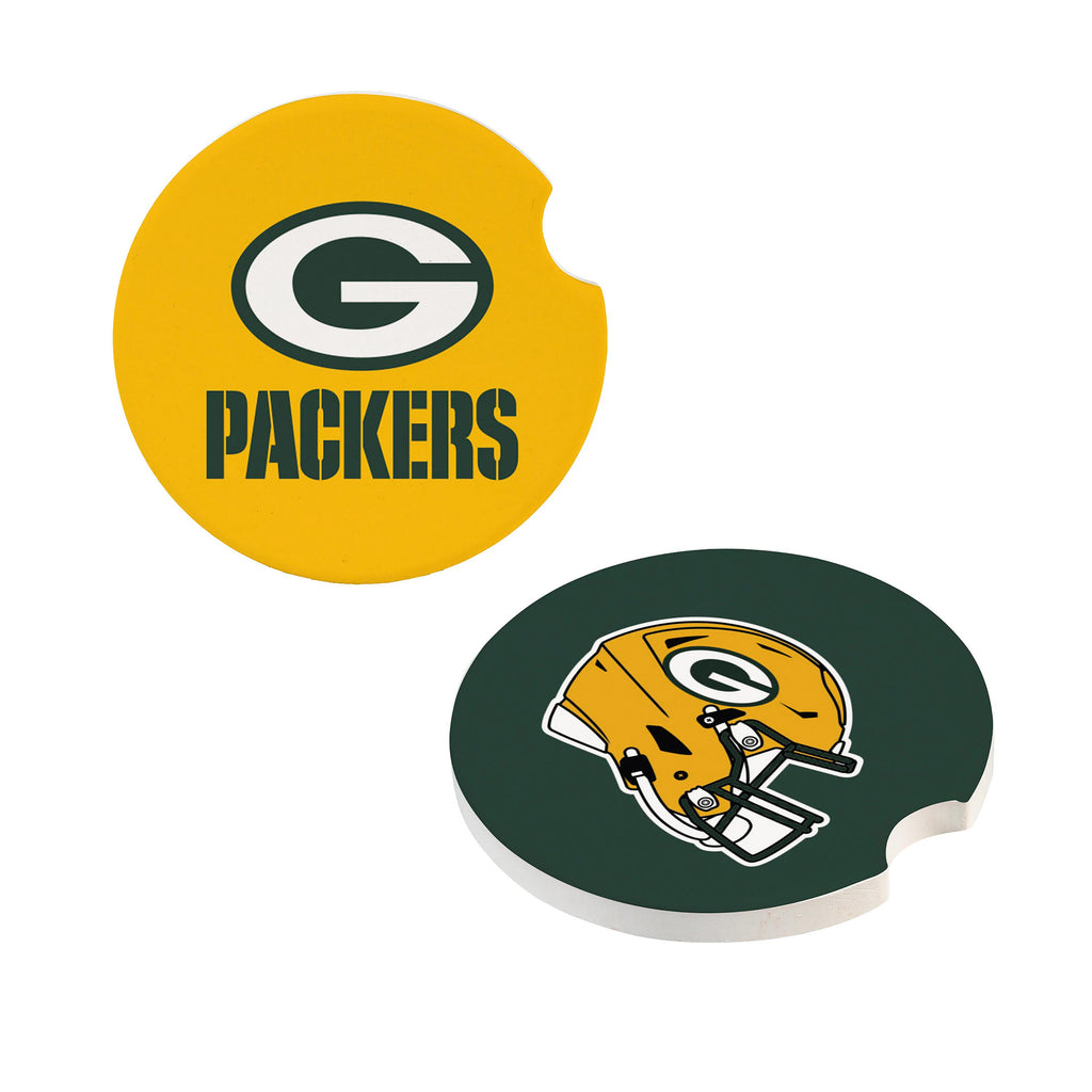 Green Bay Packers s Car Coaster Set 2 Pack Periodic Restock
