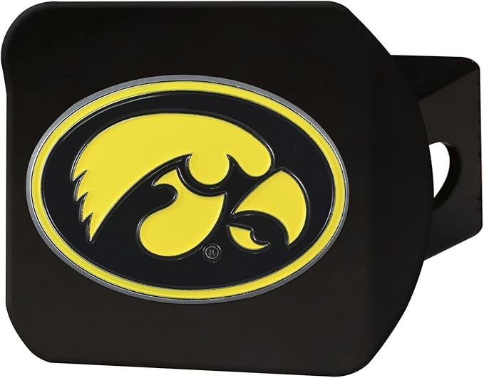 Iowa Hawkeyes Hitch Cover Color Emblem on Black