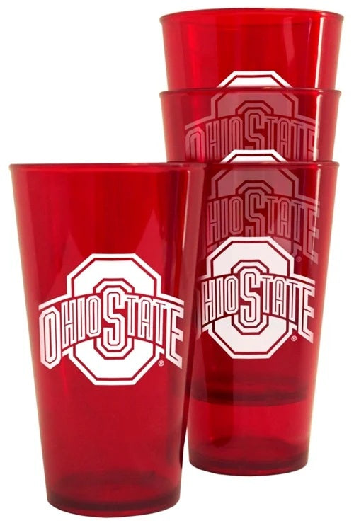 Ohio State Buckeyes Glass 16oz Pint Plastic 4 Pack