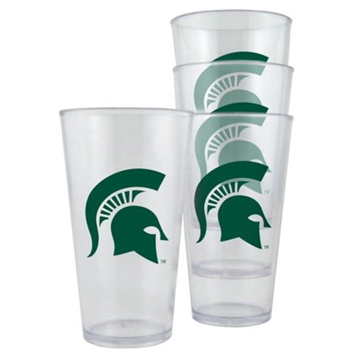 Michigan State Spartans Glass 16oz Pint Plastic 4 Pack