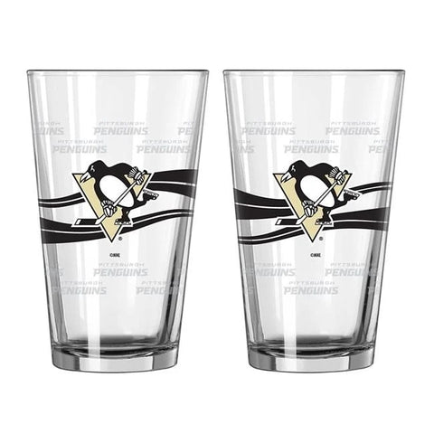 Pittsburgh Penguins Glass Pint Satin Etch 2 Piece Set