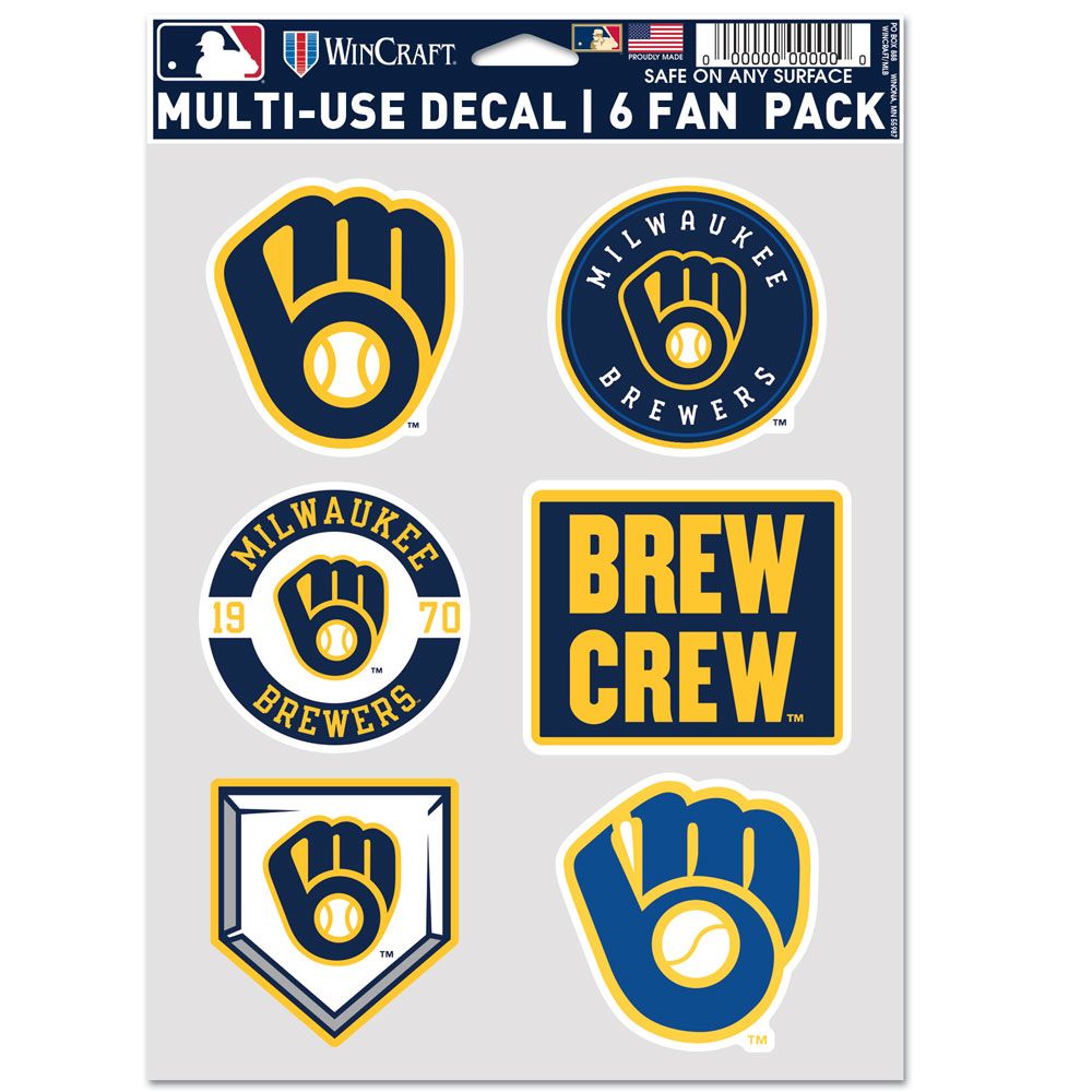 Milwaukee Brewers Decal Multi Use Fan 6 Pack