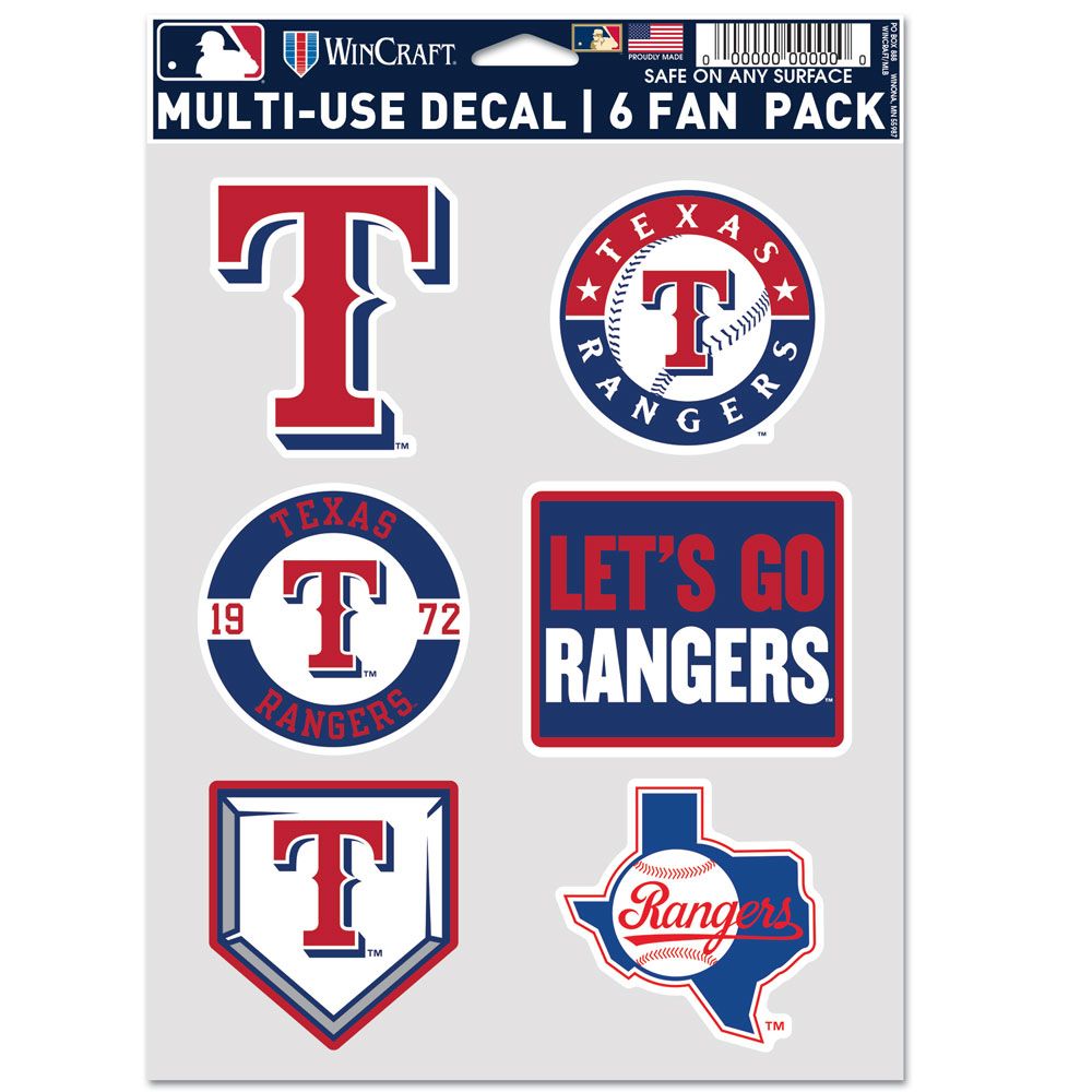 Texas Rangers Decal Multi Use Fan 6 Pack
