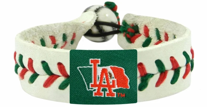 Los Angeles Dodgers Mexican Flag Baseball Bracelet Special Order