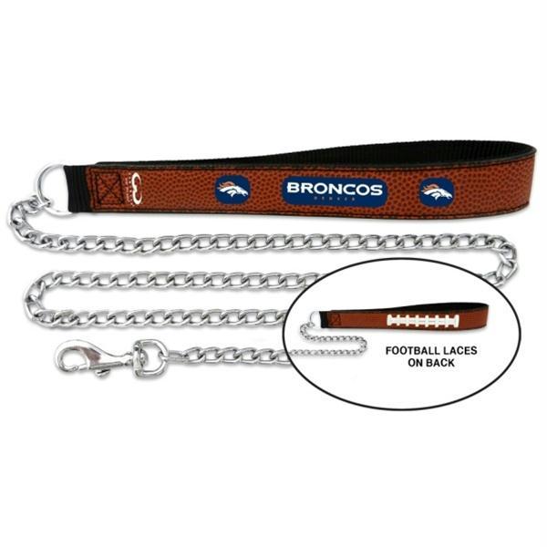 Denver Broncos Pet Leash Football Leather Chain Size