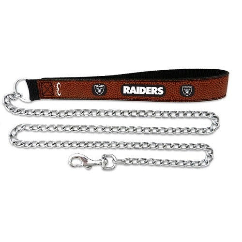 Las Vegas Raiders Pet Leash Leather Chain Football Size Large CO