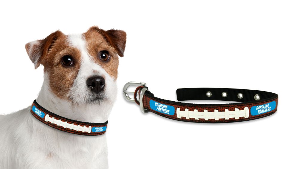 Carolina Panthers Pet Collar Leather Classic Football Size Small CO