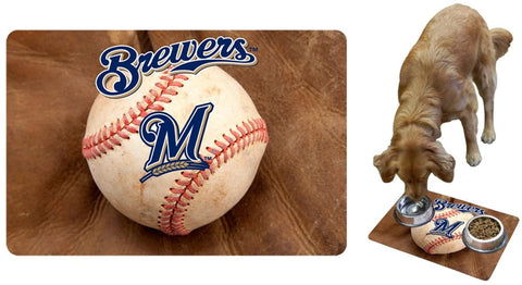 Milwaukee Brewers Pet Bowl Mat Classic Baseball Size Large