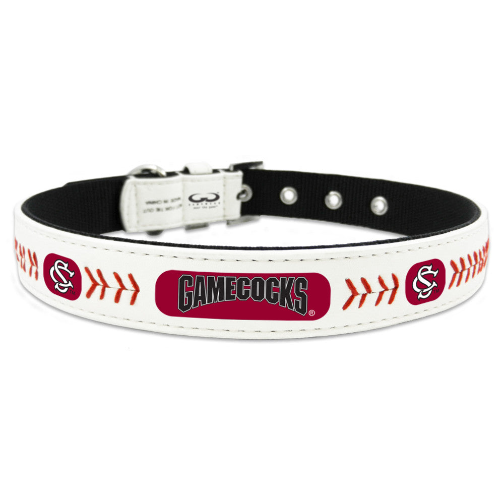 South Carolina Gamecocks Pet Collar Classic Baseball Leather Size CO