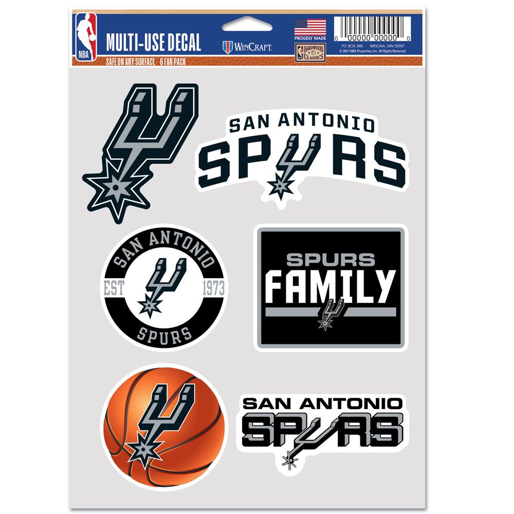 San Antonio Spurs Decal Multi Use Fan 6 Pack Special Order