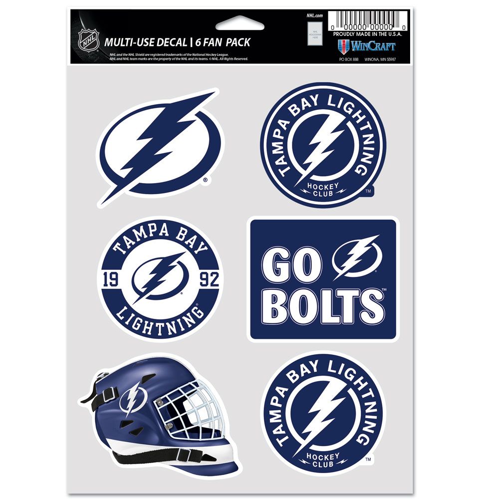 Tampa Bay Lightning Decal Multi Use Fan 6 Pack Special Order